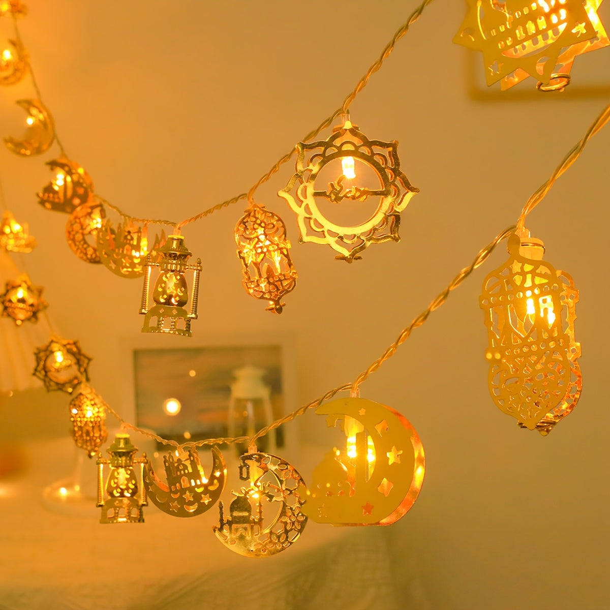 1pc Ramadan string lights, 1.8m/70.8in, 10 LED, battery operated for home decor (batteries not included).