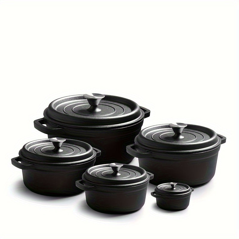 New for 2024: Stylish Cast Iron Dutch Oven - Generous Size, Uncoated Stew Pot Equipped with Dual Handles for Effortless Cooking and Serving