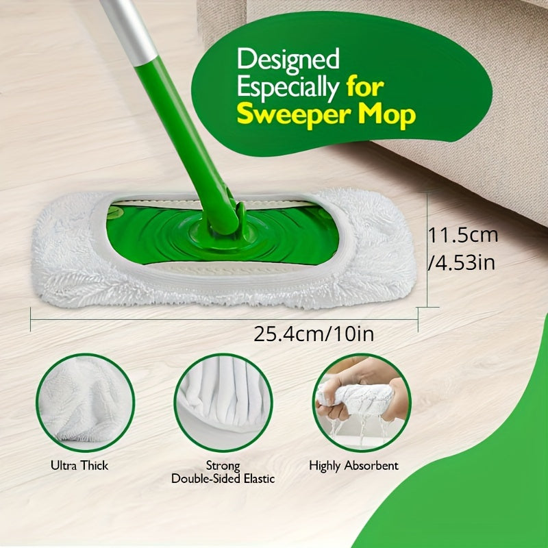 3 pieces of microfiber cleaning mop replacement pads, suitable for flat floor mops. These washable and durable replacement pads can be used for wet or dry cleaning and are easy to clean. Perfect for all your cleaning needs, whether at home or for school