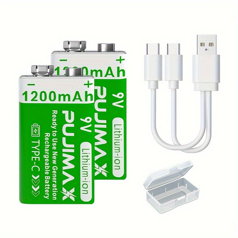 2/4/8pcs of 9v rechargeable lithium batteries with Type-C port charging, ideal for electronic games, toys, and household items.