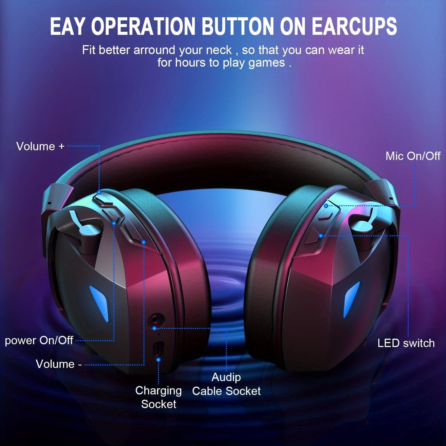 Wireless gaming headset with detachable mic, 3 connectivity modes, 1200mAh battery (48 hrs playtime), low latency & noise isolation - Ideal holiday gift.