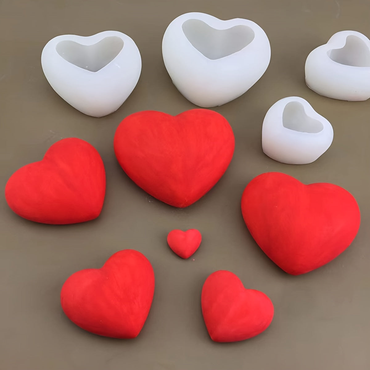 Two Love Heart Shaped Fondant Molds, 3D Silicone Mold Set for Candy and Crafts, Perfect for DIY Cake Decorating, Baking, and Kitchen Accessories, ideal for Valentine's Day Decorations.