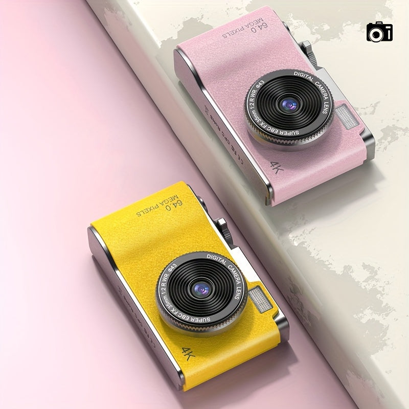 Compact instant photo camera, 1080p resolution with CCD sensor, 1.07x viewfinder magnification, rechargeable lithium polymer battery, no wireless connectivity. Easy to use, does not come