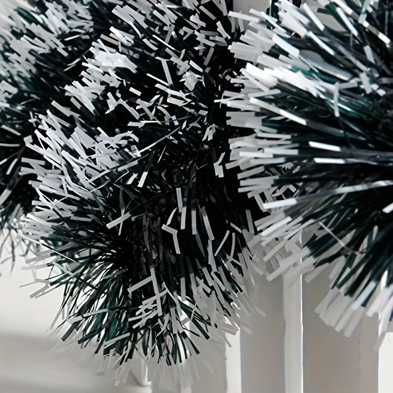 6.0 meter Christmas tinsel garland with bows made of plastic for indoor and outdoor decoration, suitable for fireplace, mantel, and staircase, without electricity or feathers.