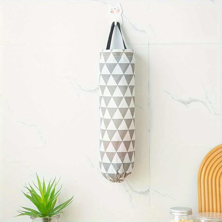 Versatile Hanging Storage Bag with Geometric Pattern for Simple Kitchen Wall Mounting