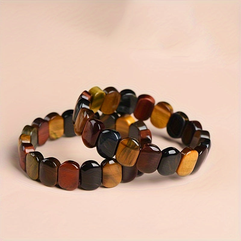 Natural Tiger's Eye Stone Bracelet - Energy Rock Bracelet for Men and Women