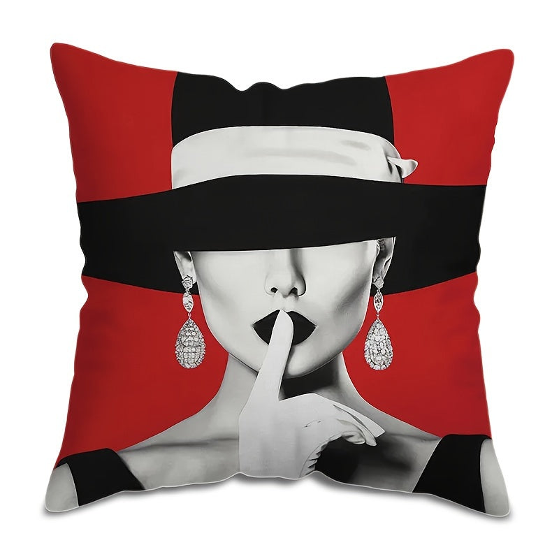 This elegant pillowcase features a French style double-sided retro noble lady portrait design. Made with 100% polyester, this woven decorative square cushion cover comes with a zipper for easy removal and is machine washable. Measuring 44.96 x 44.96 cm