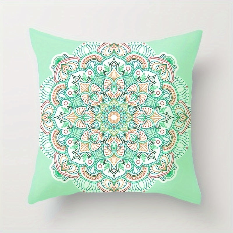 Bohemian Ethnic Style Pillowcases, featuring a vibrant Boho Mandala pattern. Add a touch of bohemian flair to your living room, bedroom, or sofa with these throw pillow covers. Each measures 43.99 X 43.99 cm and does not include a pillow insert. Great