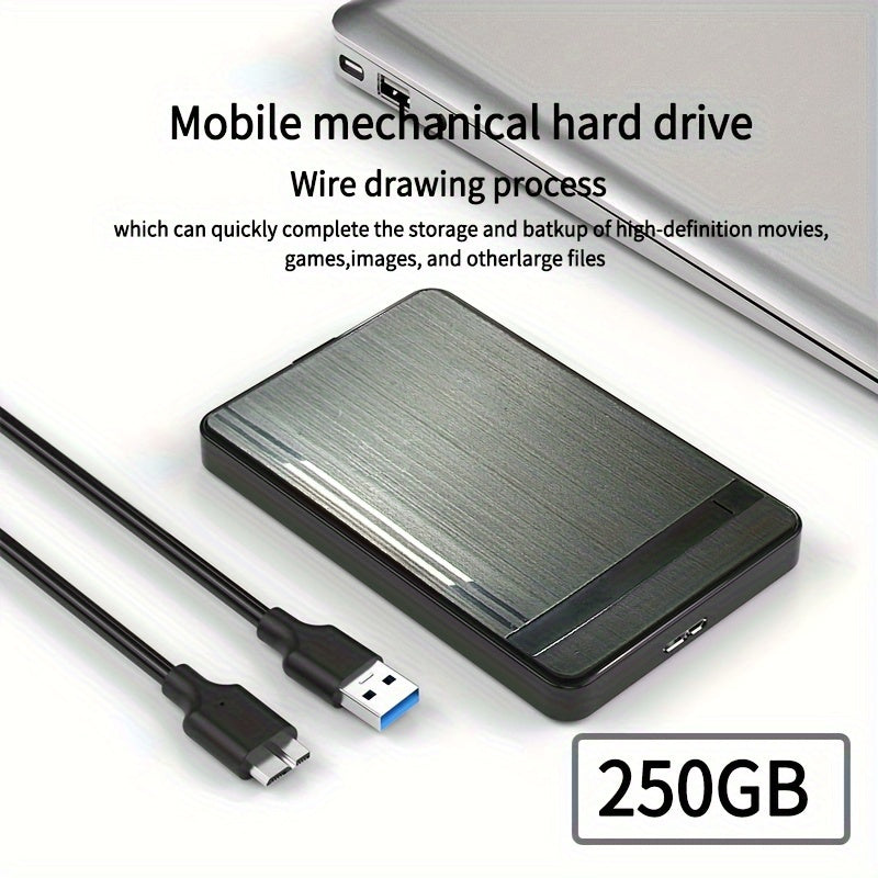 USB 3.0 Portable Hard Drive with High Speed and Large Capacity - Compatible with PC, Mobile, Smartphones, and Computers; Uses NTFS File System.