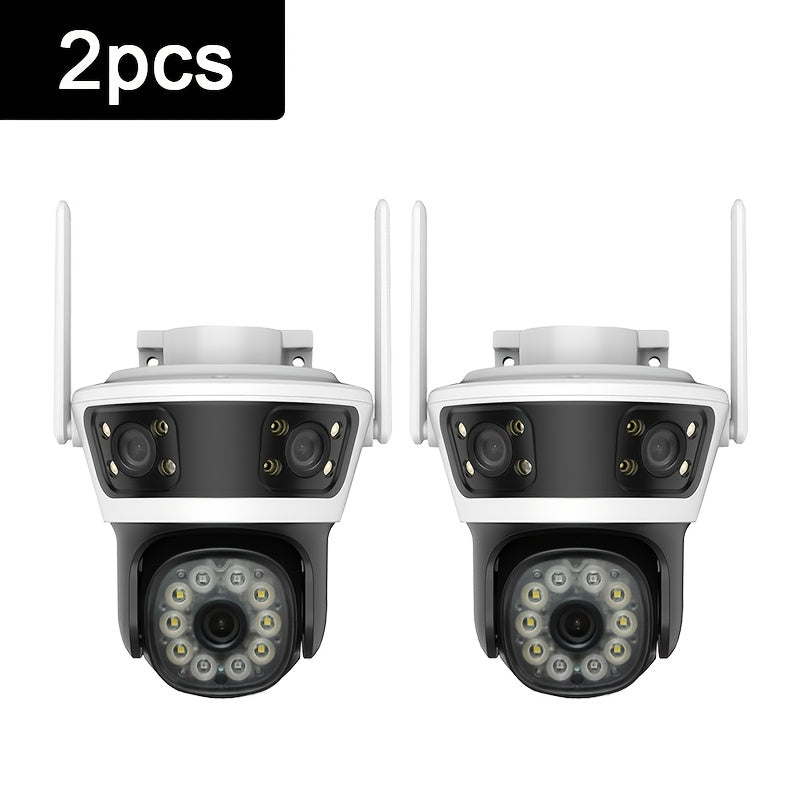 Upgrade your home security with the Dual Pack 1080P HD Rotating Security Camera System. This system features Night Vision, 2-Way Audio, Motion Detection, PTZ Technology, Cloud & Local Storage, and is Compatible with Smartphones. Easily powered with USB