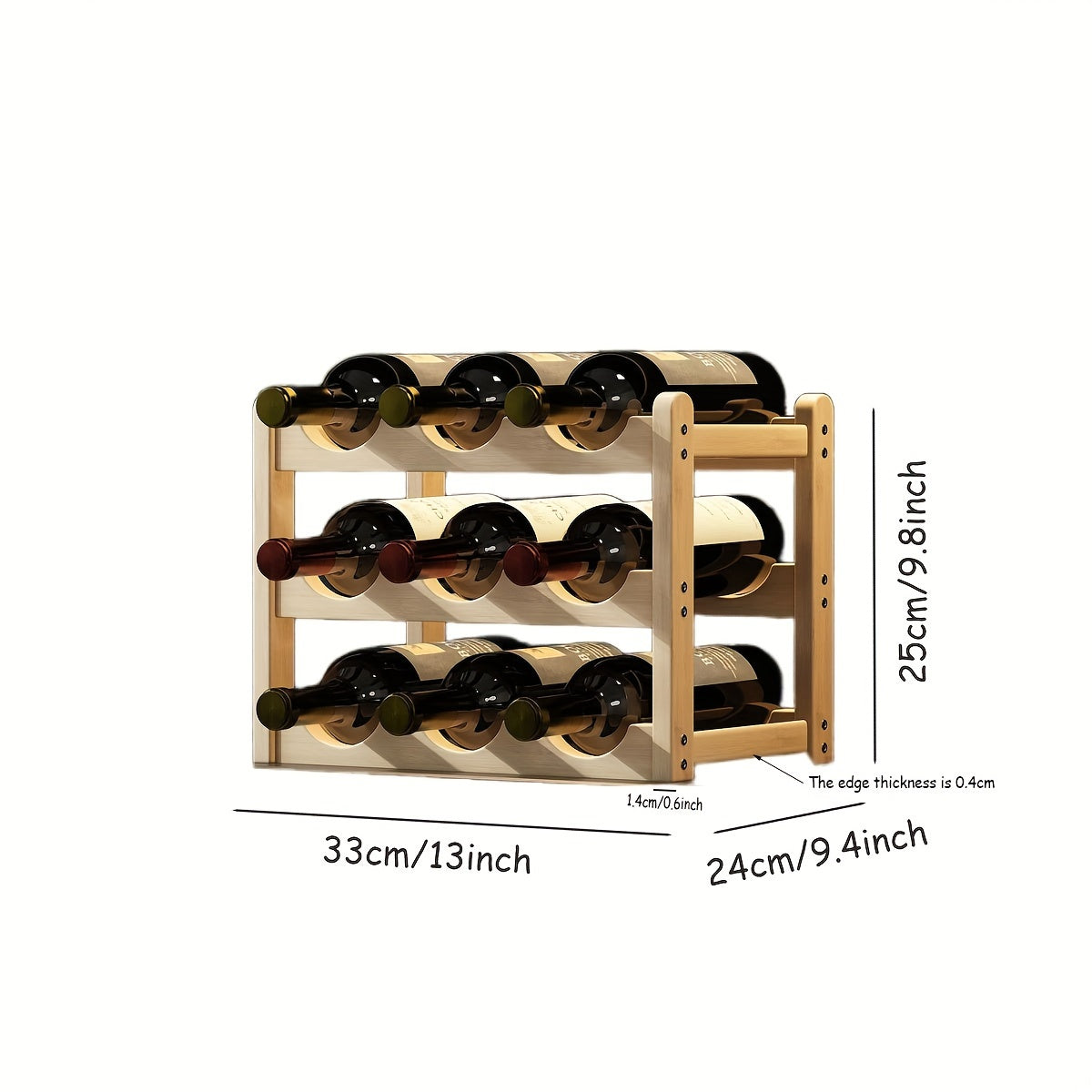 Tiered wine bottle holder with separate tiers, one can be placed (assembly required for 2/3/4 tier wine rack)