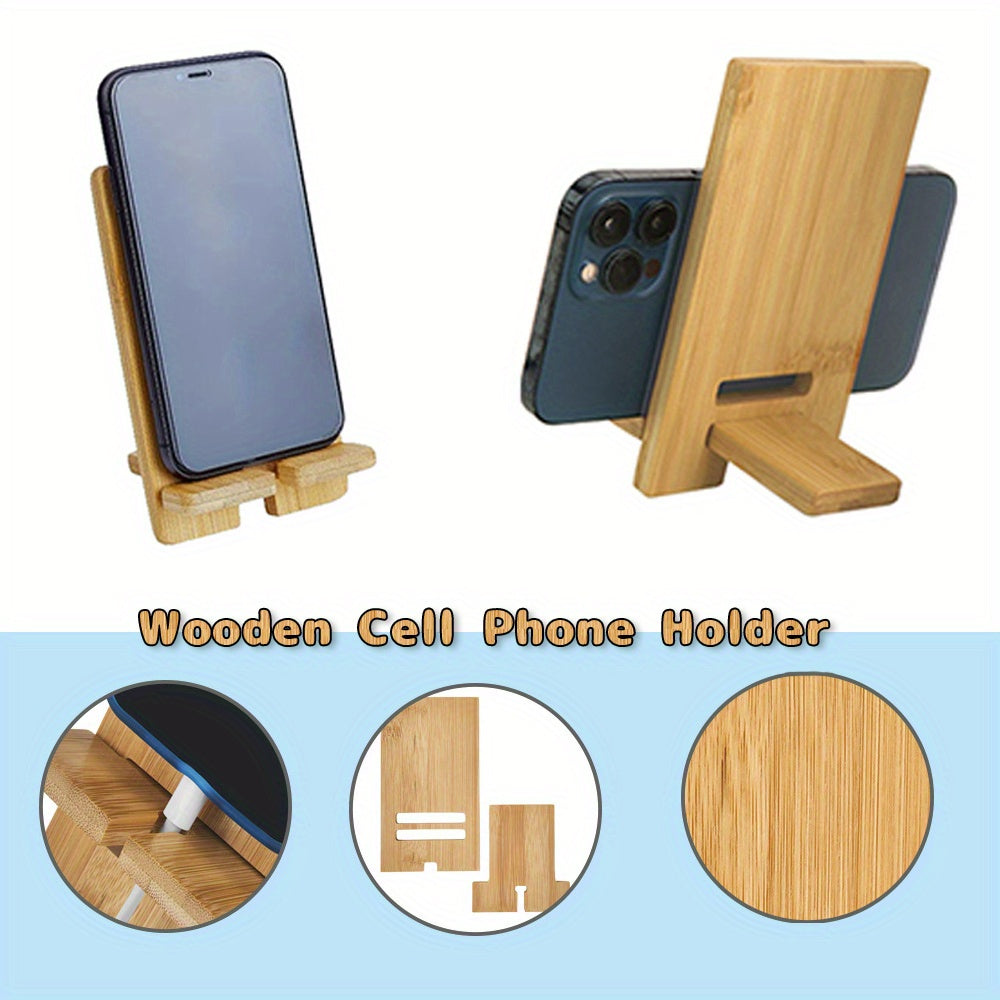 Personalized Wooden Cell Phone Stand with Custom Name - This detachable and universal phone holder is perfect for your desk or on the go. Made of wood, it features a convenient charging hole and can be customized with your name or a personalized DIY