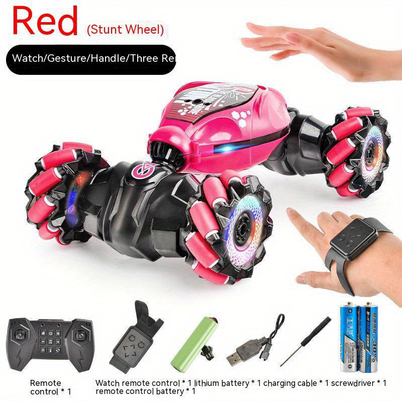 Transforming remote control car with gesture control for kids, featuring a twisting four-wheel drive climber, perfect for boys and rechargeable for off-road adventures.