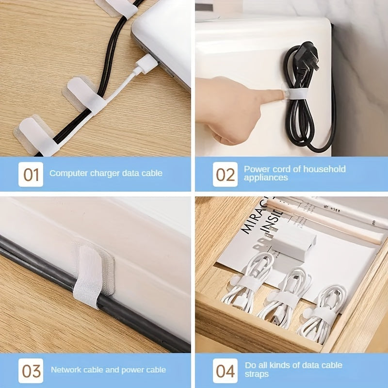 20 pieces of durable nylon cable management tape with easy-lock design for neat wire organization and scratch-resistant cord wraps.