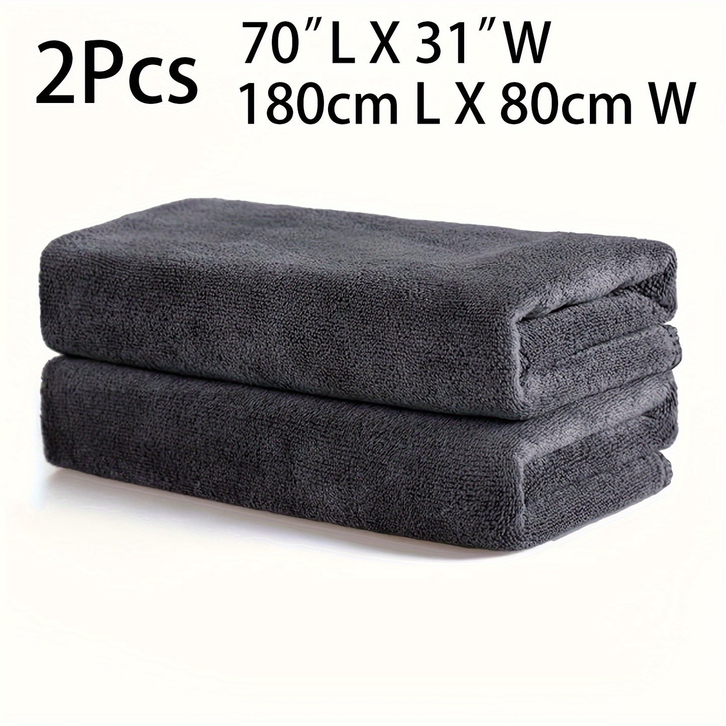 2 Ultra-Soft Microfiber Bath Towels - 76.2cm x 177.8cm, Super Absorbent & Quick Dry, Fade-Resistant for Sports, Travel, Yoga