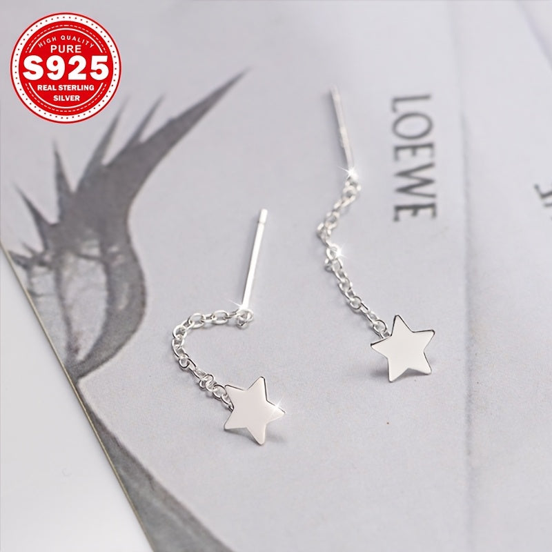 2 Gorgeous Boho Star Drop Earrings in 18K Gold Plated S925 Sterling Silver, Hypoallergenic and Lightweight. Versatile and Elegant design for women, Ideal Valentine's Day Gift. Suitable for all Seasons and Occasions.