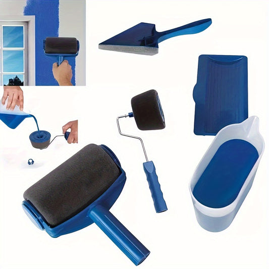 Set includes professional paint roller brush set with various tools for wall and ceiling painting.