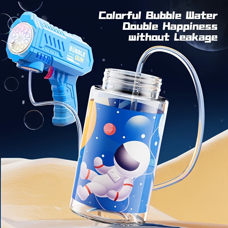 Bubble gun toy with LED light, handheld magic blaster, 10-hole plastic design for ages 3-12. Perfect for parties and gifts, no bubble solution or batteries needed.