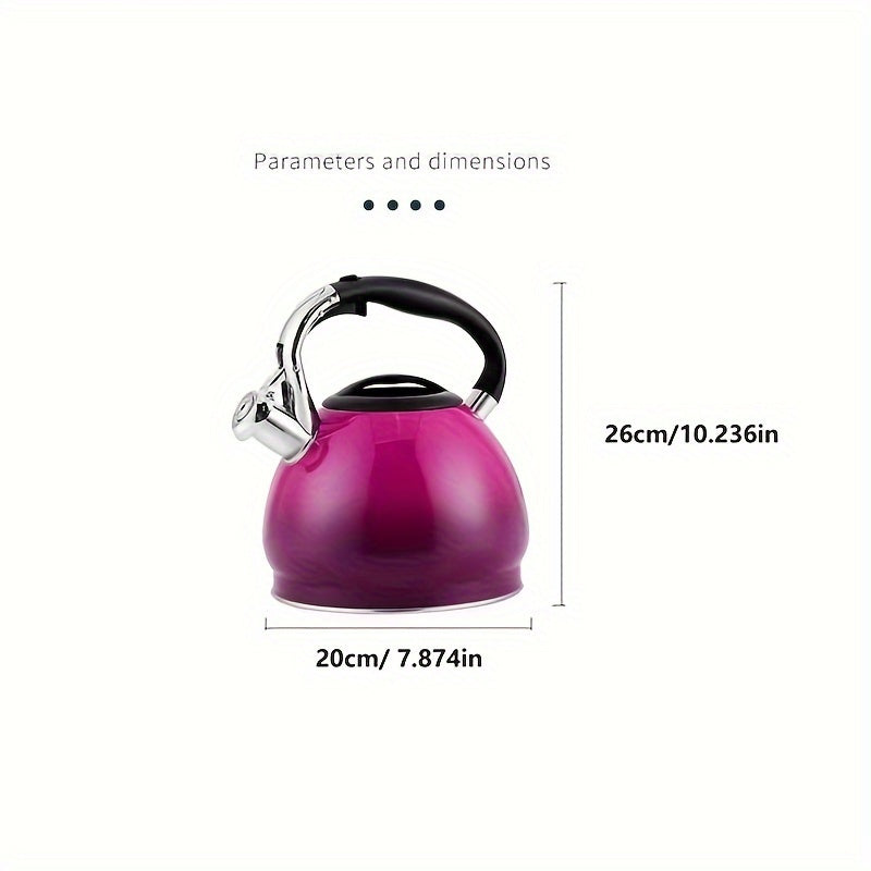 Whistling Tea Kettle with Gradient Design - Suitable for Gas & Induction Stoves, Great for Home, Office, and Restaurant. Crafted from Stainless Steel.