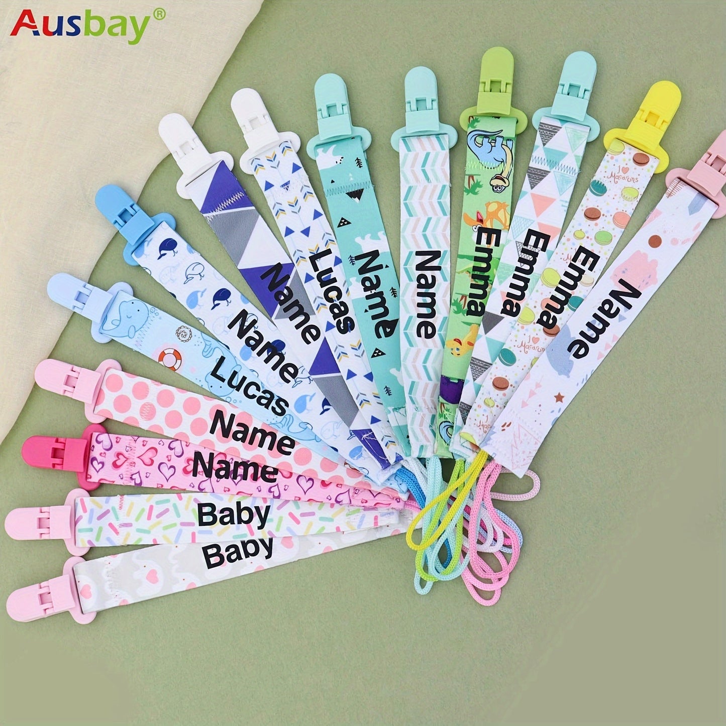 Set of 4 Custom Baby Pacifier Holder Clips for Boys & Girls, Adorable Personalized Designs, Universal Soother Clips for Halloween, Baptism, Thanksgiving, and Christmas