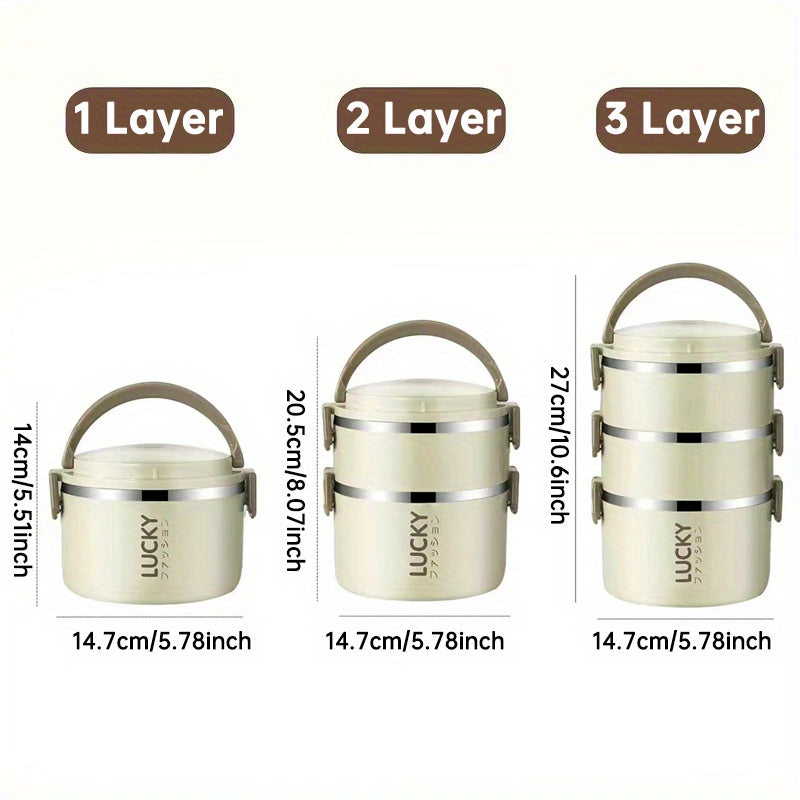 Insulated Lunch Box made of Stainless Steel with Lid & Handle - Leak-Proof, Multi-Layer Thermal Food Storage Container for School, Office, Camping & Picnic