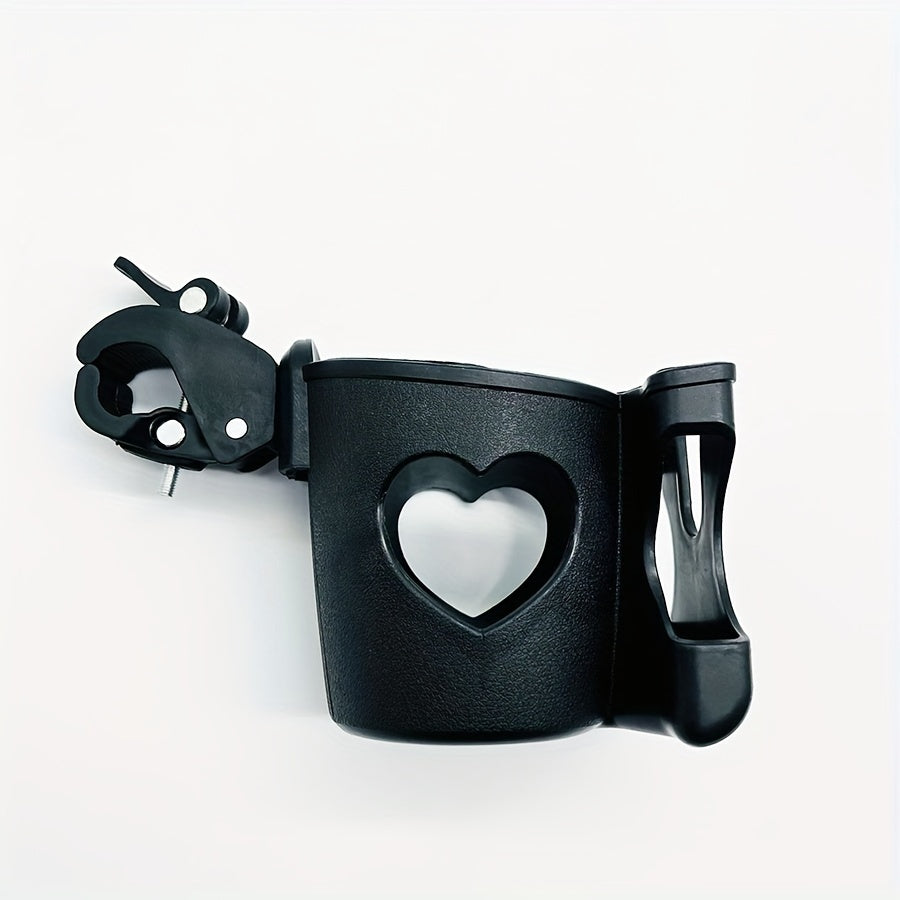 1 piece of Heart Style Stroller Bottle Holder in Black with Phone Holder and Drink Holder