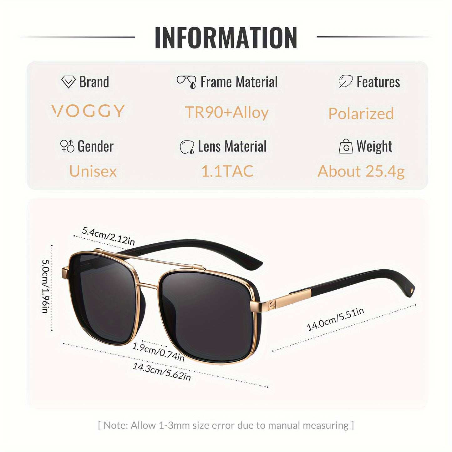 VOGGY Polarized Metal Fashion Glasses for Men & Women - Retro Style, Ideal for Sports, Driving, Cycling, Fishing, and Outdoor Adventures - Includes Black Case