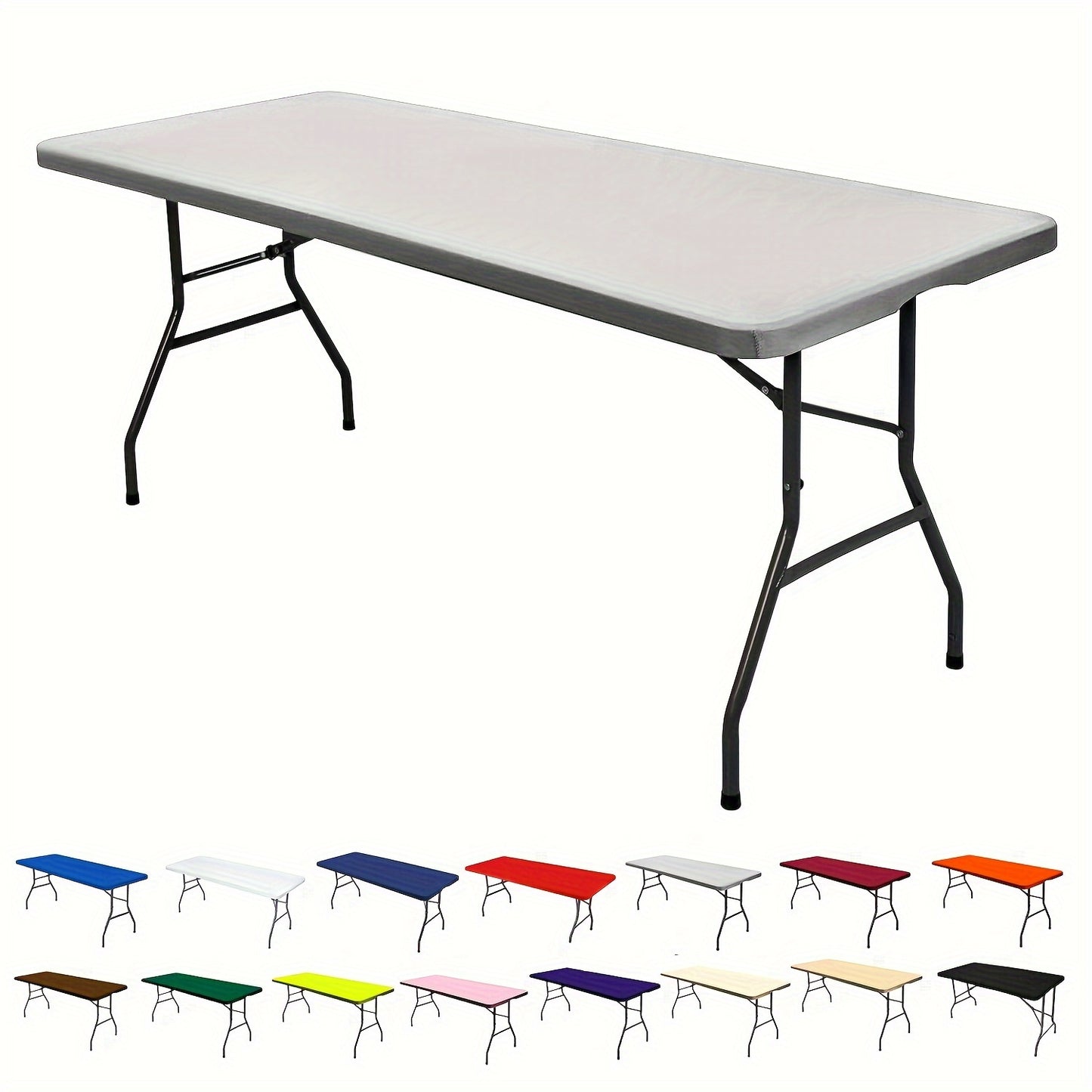 Polyester half pack stretch table cover for Christmas parties, suitable for indoor and outdoor use.