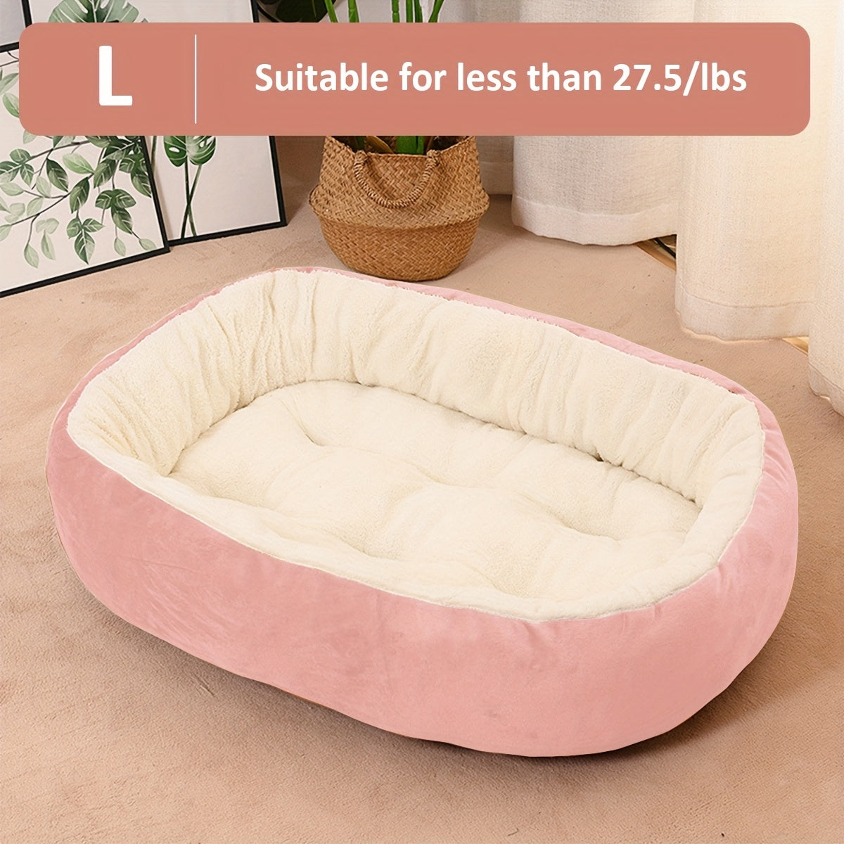 Cozy oval pet bed for small to medium dogs, plush polypropylene mat, non-assembled.