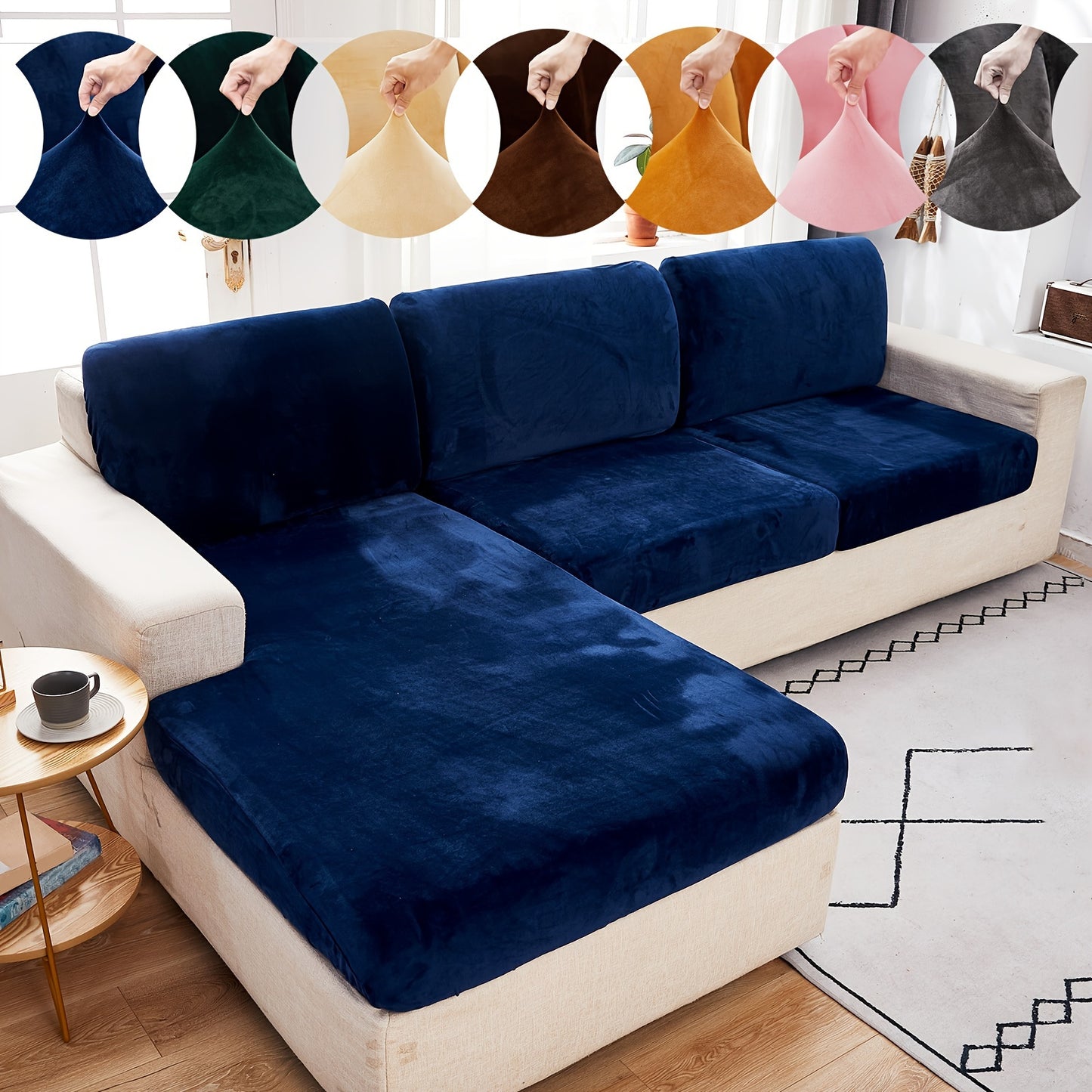 Velvet sofa slipcover/pillowcase for pets, dust-proof and fuzzy couch cover for home decor.