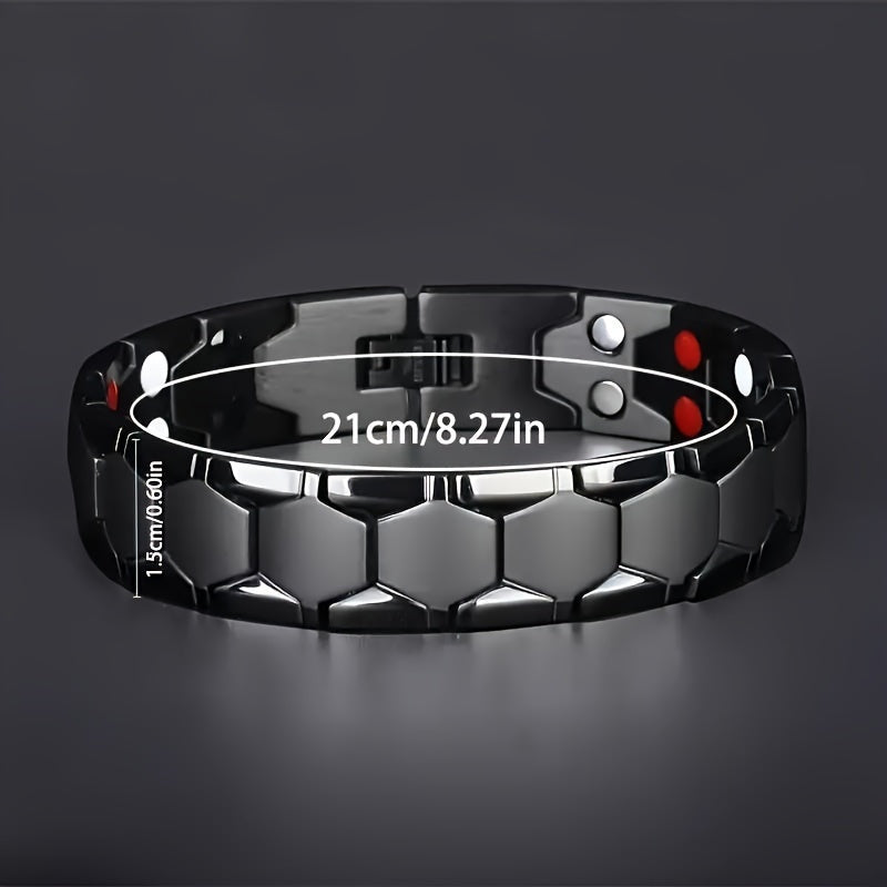 The Perfect Father's Day Gift - Hypoallergenic Titanium Steel Cuff Bracelet with Magnetic Energy, Water-Resistant, and Durable Design - Stylish Wristband for Men