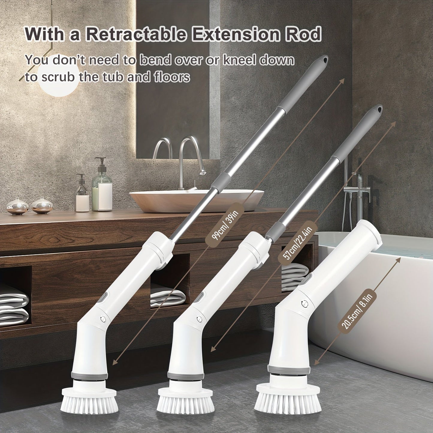 Get a complete cleaning solution with our 1set Electric Rotating Floor Cleaner. This handy tool comes with 6 Replaceable Brush Heads and an Adjustable Telescopic Handle for easy use. The 360 Wireless Cleaning Brush is perfect for bathrooms, bathtubs, and