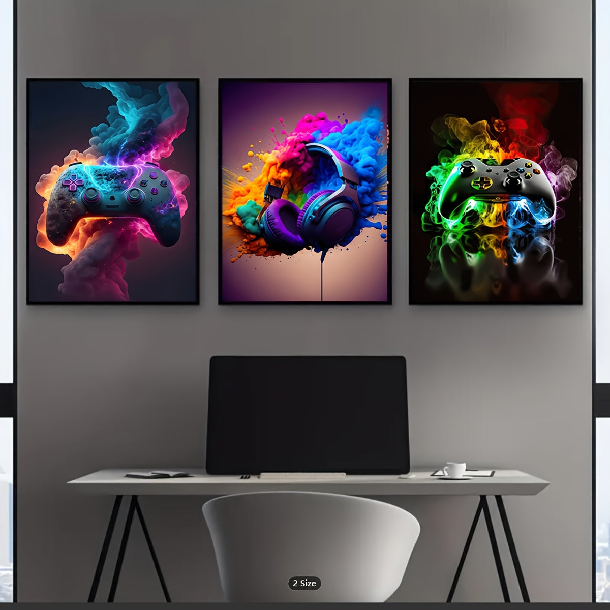 3 cool game controller posters for home decoration, made of canvas, perfect for living room or porch. Frame not included.