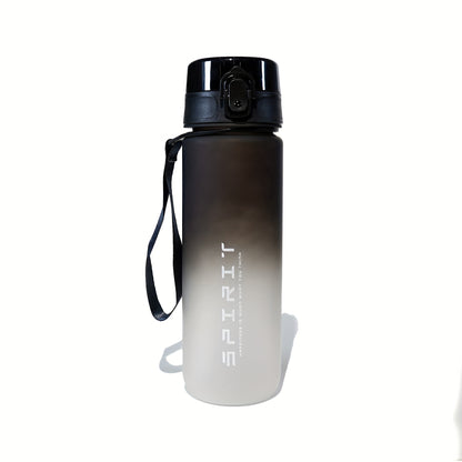 Durable frosted plastic sports water bottle with rainbow gradient, ideal for outdoor activities.