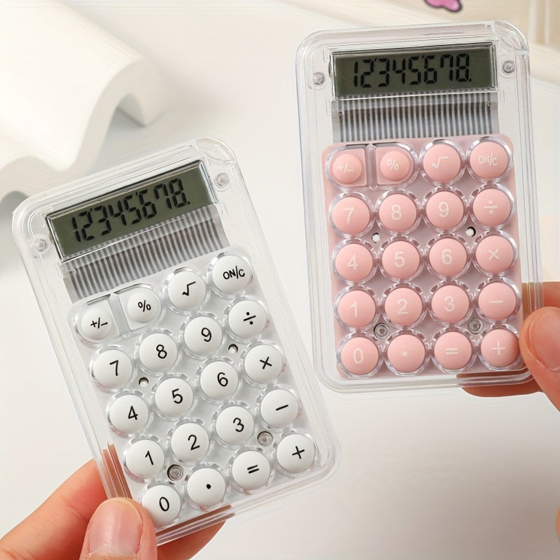 Mini cute 6-color pocket calculator with 8-digit display and portable design, perfect for students and office use.