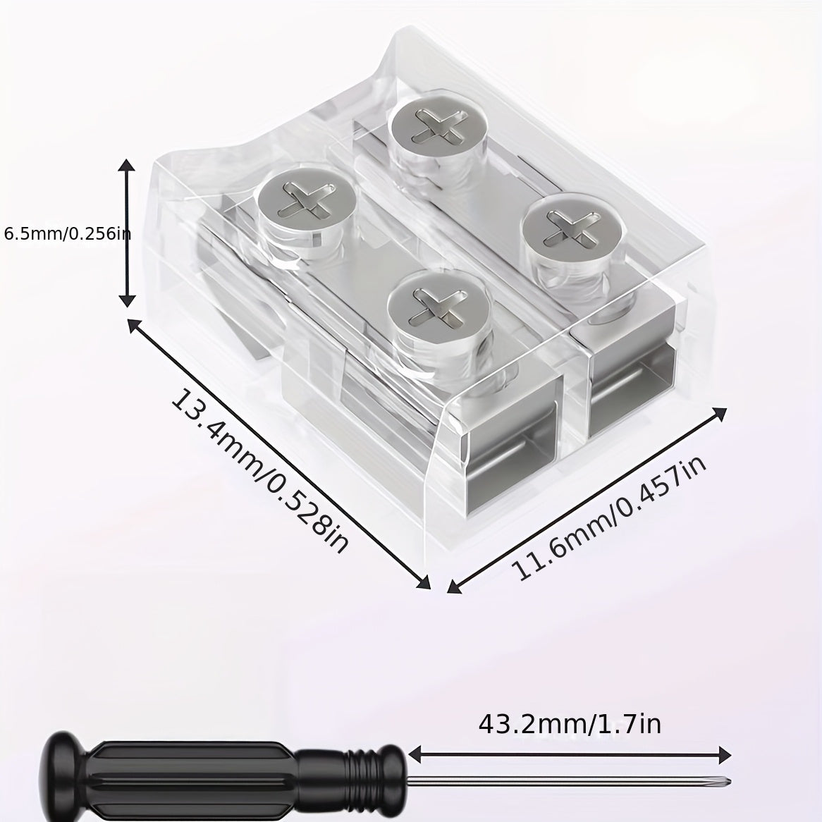 Easy-install LED strip light connectors for both home and commercial use. Includes screwdriver and solderless design for quick setup. Flexible LED tape lighting solution with solderless connection for easy installation.