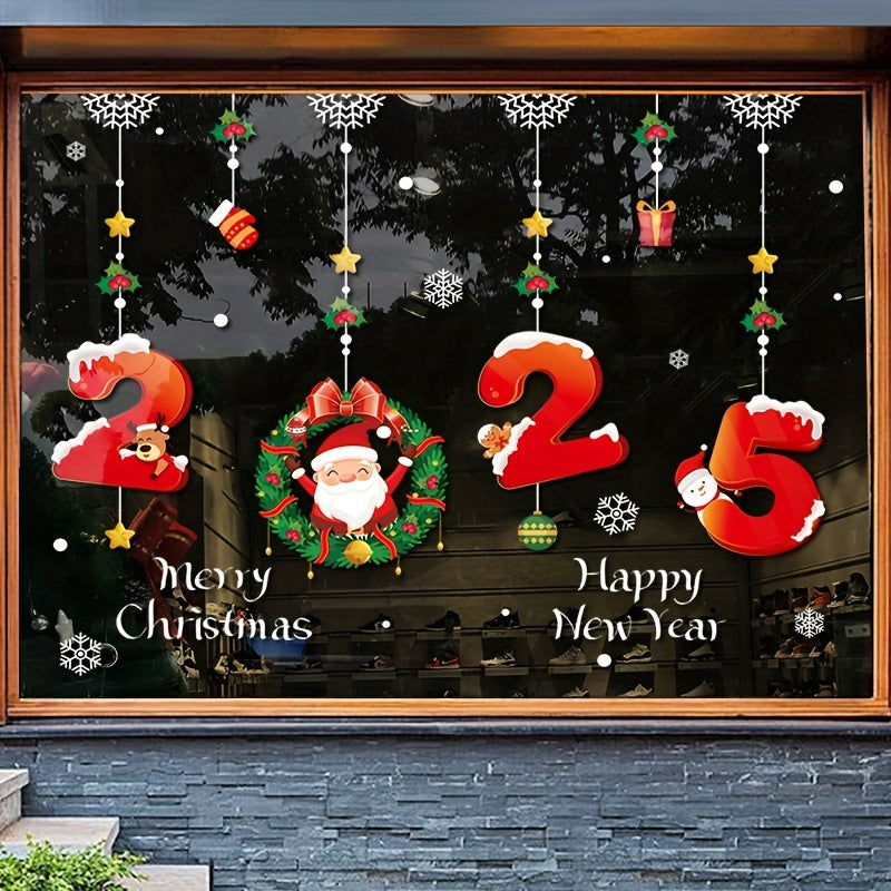 Get ready for the holiday season with the Classic Christmas and New Year Window Clings Set. This 2-pack features Santa Claus and snowflake electrostatic decals that are perfect for decorating your windows and mirrors. These festive static window