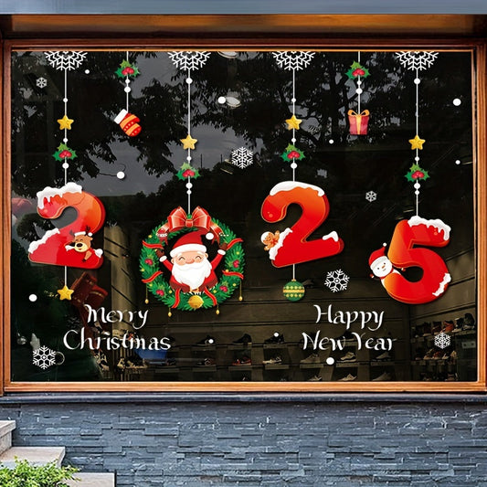 Get ready for the holiday season with the Classic Christmas and New Year Window Clings Set. This 2-pack features Santa Claus and snowflake electrostatic decals that are perfect for decorating your windows and mirrors. These festive static window