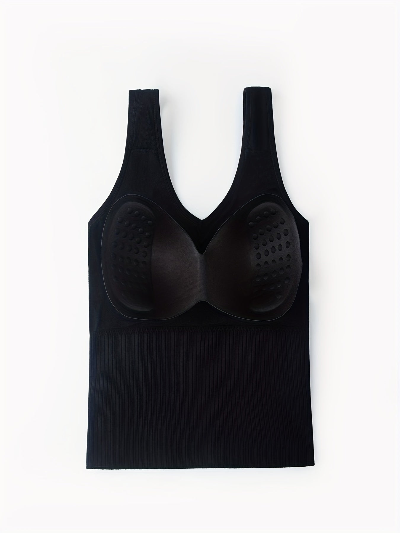 Ribbed tank top with wireless vest bra featuring detachable chest pads for women's lingerie and underwear.