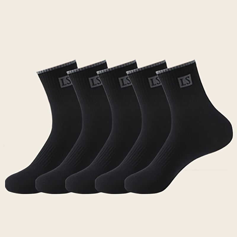 5 pairs of men's striped thermal crew socks