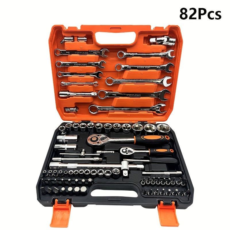 53/82/121/151 pcs of Stainless Steel Automotive Repair Tool Kits with Quick Ratchet Wrenches for Off-Road Motorcycles And Bicycle Maintenance - Complete Automotive Repair Accessories