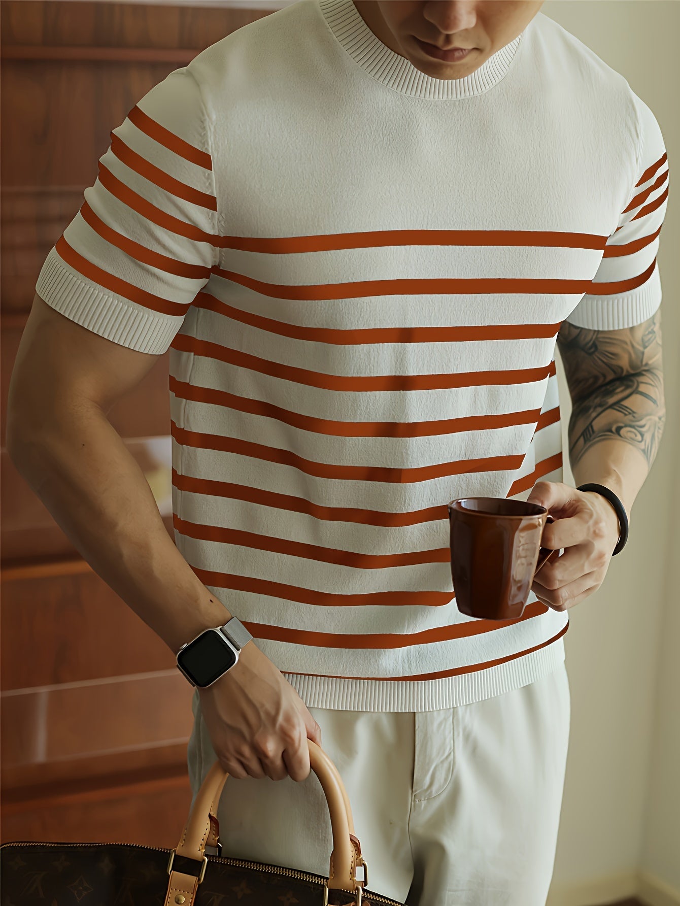 Men's Striped Knit Pullover – Casual, Stylish, Lightweight for Spring/Summer Wear