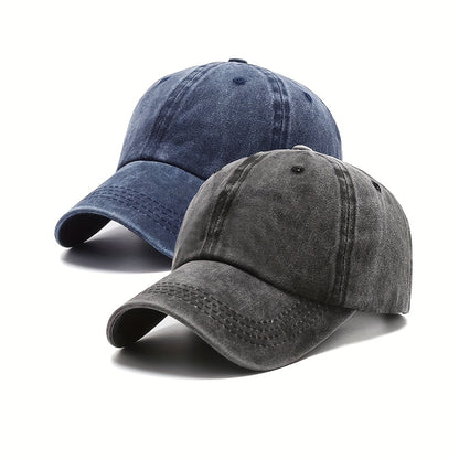 Two baseball caps for men and women, suitable for teenagers with head measurements between 56-62CM, and adjustable.