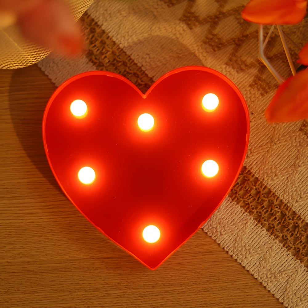 Charming red heart-shaped LED night light for bedroom ambiance, proposals, and gifts. Battery-powered with on/off switch. Perfect for Valentine's and Mother's Day.