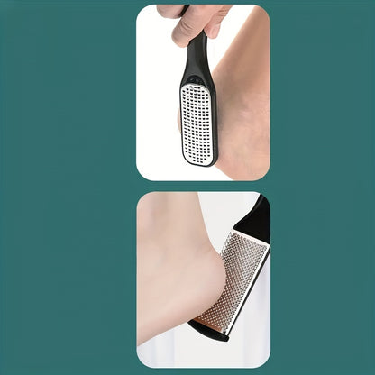 Set of 3 stainless steel foot files for removing calluses and caring for feet in wet or dry conditions.