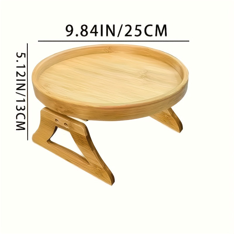 The 1PC Classic Bamboo Sofa Arm Tray Table is a versatile and convenient accessory for your home. This foldable round side table features a non-slip surface, making it perfect for holding snacks and remotes while you relax on the sofa or in bed. It is