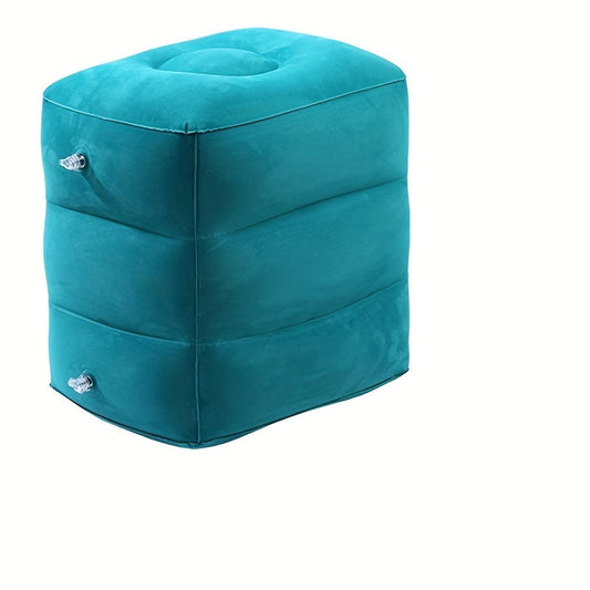 Inflatable Flocking PVC Footstools with a variety of uses such as airplane ottomans, train and car leg rests, and office nap feet cushions.