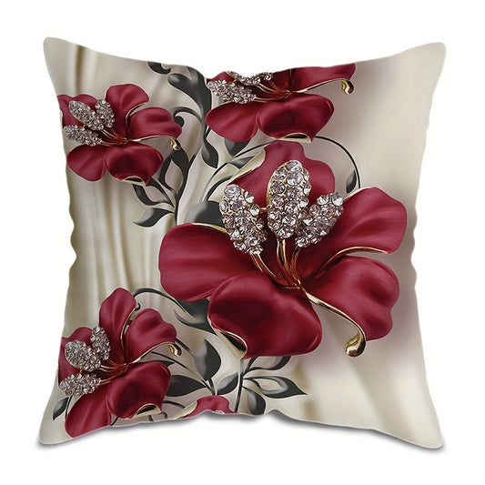 MEMNUN Contemporary Floral Throw Pillow Cover, Machine Washable with Zipper Closure, Double-Sided Design, 44.96x44.96 cm, Perfect Mother's Day or Valentine's Gift