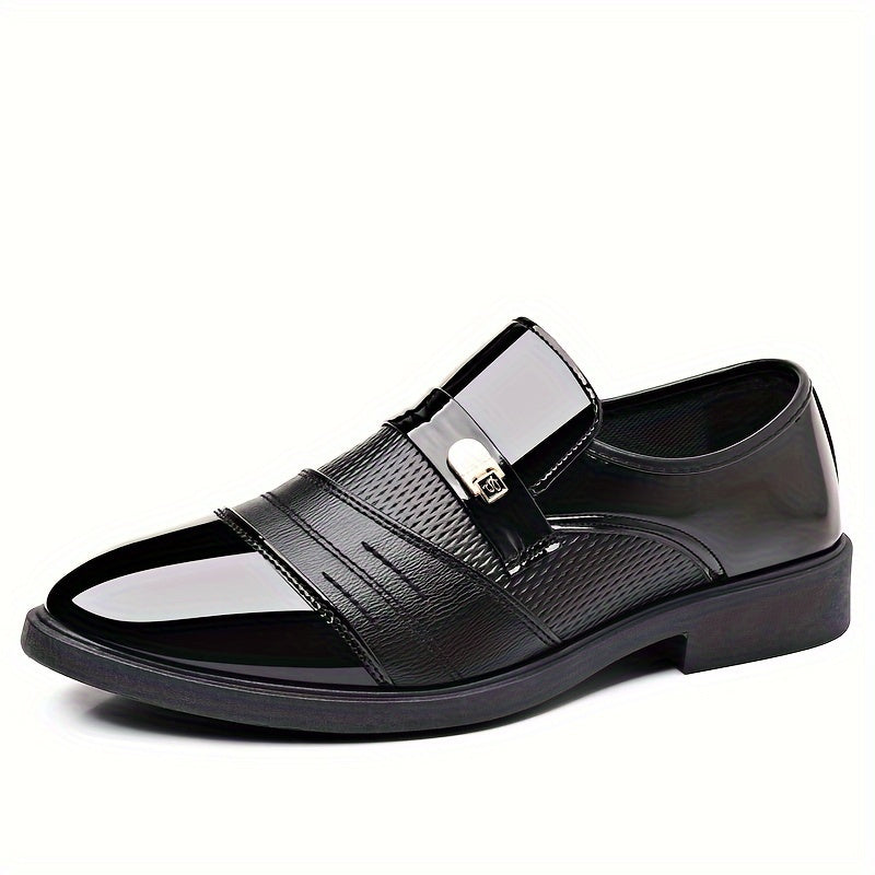 Men's minimalist dress shoes with pointed toe and PVC sole for office, parties, weddings, and business casual wear.