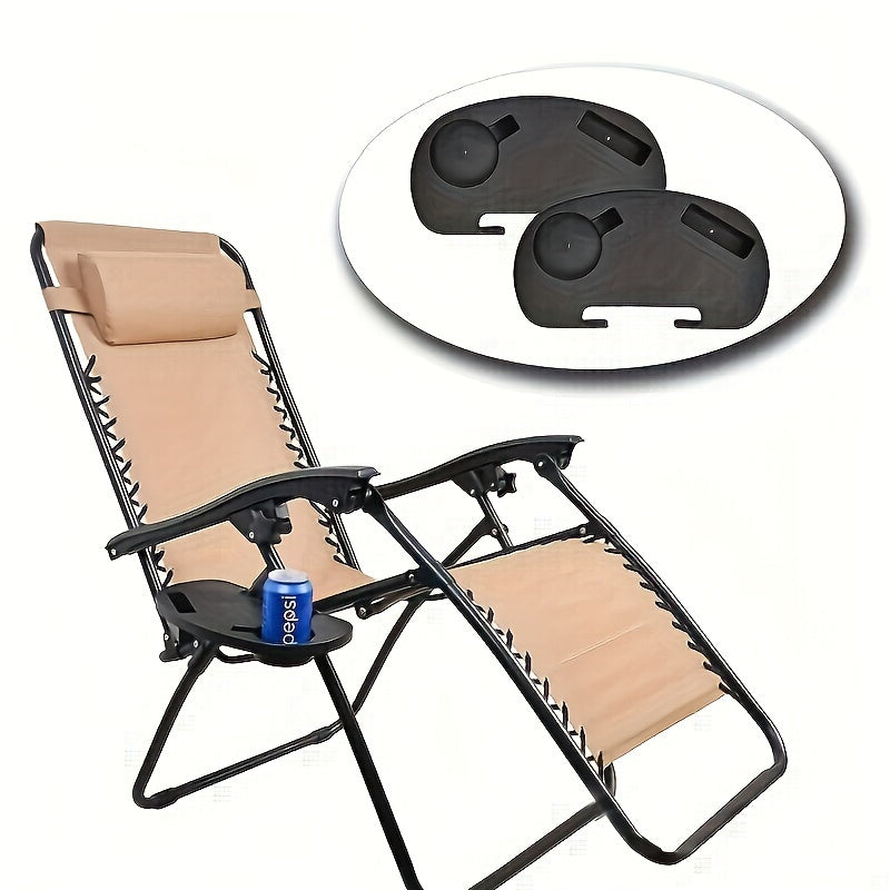 Rugged Black Zero Gravity Chair Cup Holder featuring Phone Slot, Clip-On Tray, Corrosion & Abrasion Resistance, Weather-Proof Design, No Electricity Required. Made from Durable Plastic, Ideal for Beach and Leisure Chairs. Ideal for Home Organization.